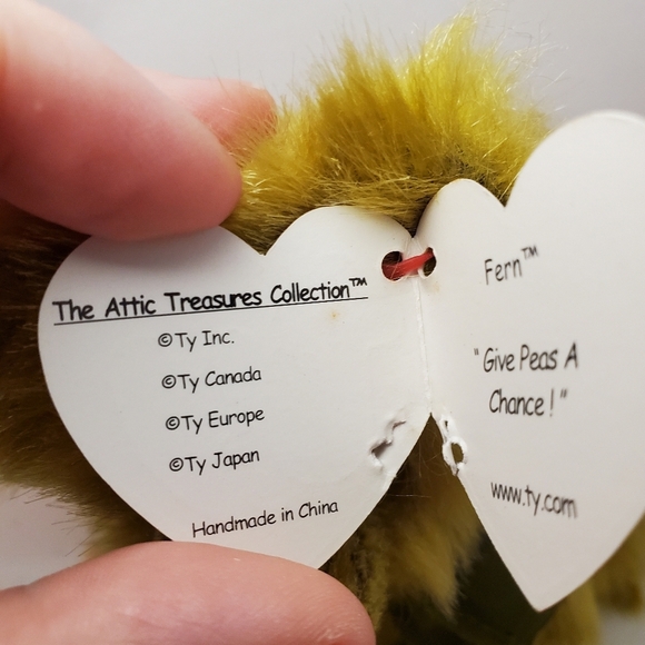 1993 Ty Beanie Baby "Fern" Retired Green Bear - Picture 5 of 9